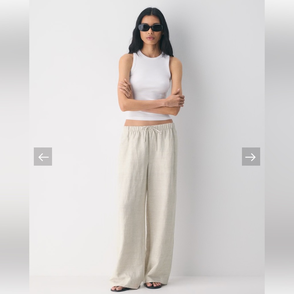 Aritzia Wilfred the lodge pant linen lyocell drawstring palazzo wide leg pants